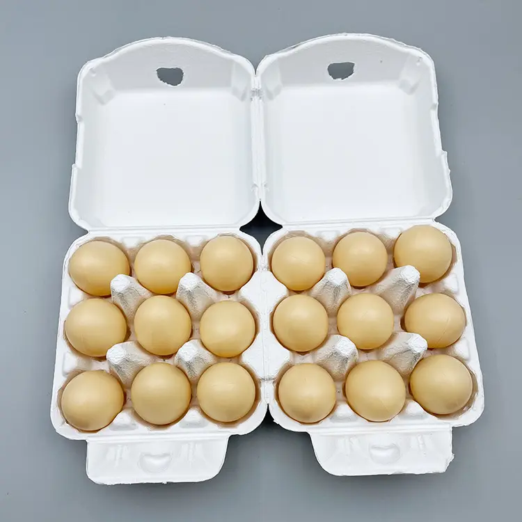 DS3560 White Paper Pulp Square Dozen Egg Crates Recycled Paper Cardboard Sturdy Reusable Egg Box Holder 12 Chicken Egg Carton