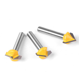 <span class=keywords><strong>1</strong></span>/4 6mm Vástago Carburo V Ranurado Carpintería <span class=keywords><strong>Router</strong></span> Bits Cortador de molino de madera con 90 grados <span class=keywords><strong>1</strong></span>/4 3/<span class=keywords><strong>8</strong></span> <span class=keywords><strong>1</strong></span>/2 Pulgadas Diámetro de corte - Product Image 3