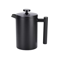 Presse à café portable à double paroi isolée, presse à café française en acier inoxydable 304 pour le camping en plein air avec poignée pliable