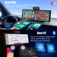 Monitor de Coche 2 en 1 con Pantalla Táctil IPS de 11.4 Pulgadas, Carplay, Android Auto, Cámara Frontal 1080P y DVR Android 15.0