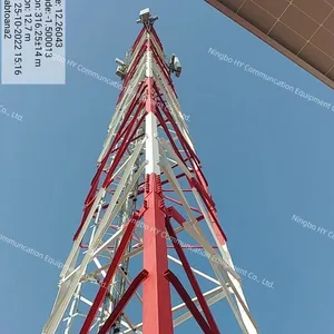 Tour d'antenne à micro-ondes télécom Structure métallique champ vert