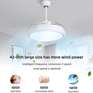 Ventilateur de plafond LED invisible de style nordique, 42 pouces, moderne, intérieur, avec pales rétractables, réversible, 3 vitesses - Product Image 5