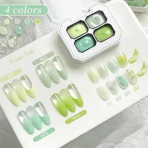 Gel para decoración de uñas con diseño de cuatro cuadrículas para primavera y verano, ideal para mezclar y pintar con efecto degradado. Curado con LED, sin necesidad de lavado, arte de uñas DIY - Product Image 2