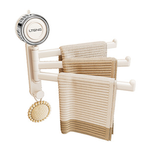Blue Vine Bathroom Towel Rack 3 Bars Rotatable Suction Cup Wall Mounted Adjustable Towel Storage Rod - Product Image 5