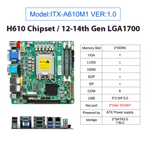 A610M1 Mini <span class=keywords><strong>ITX</strong></span> Servidor Placa Mãe 12/13/14 Gen LGA1700 Rede Dupla 6 Serial H610 Intel SATA Integrada Memória <span class=keywords><strong>DDR4</strong></span> Novo - Product Image 4