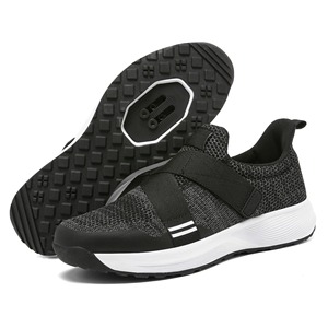 Chaussures de cyclisme pour hommes et femmes, dessus en mesh respirant, ajustement athlétique, semelle en caoutchouc EVA, gris uni, blanc, chaussures de cyclisme - Product Image 4