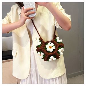 Handmade Crocheted 3D Bubble <b>Flower</b> Shoulder Crossbody Bag for Women Fresh Sweet Crescent <b>Single</b> Strap Fashionable Design - Product Image 3