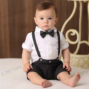 Vêtements personnalisés Vêtements d'été pour enfants Vêtements pour bébés garçons Smoking gentleman grenouillère combinaison baptême <span class=keywords><strong>robe</strong></span> garçon - Product Image 4