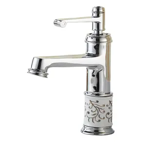 KD-203F Fast Selling Bathroom Fittings European Style Water Filter Tap Silver Color Basin Brass Faucet with Flower Decoration