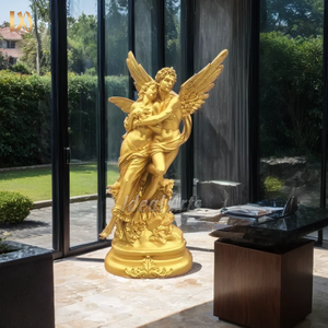 Statue de Cupidon et <span class=keywords><strong>Psyché</strong></span> en fibre de verre dorée, taille réelle, sculpture mythologique en résine pour la décoration de jardin - Product Image 4