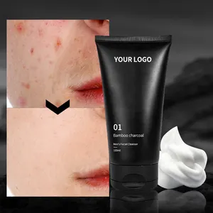 تسمية خاصة خيزران عضوي الفحم Facewash التحكم النفط مكافحة حب الشباب منظف للوجه تبييض الرجال غسل الوجه