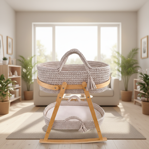 Wholesale Customized Cream Color Handmade Portable Cotton Rope Baby Sleeping <strong>Moses</strong> <strong>Basket</strong> - Product Image 1