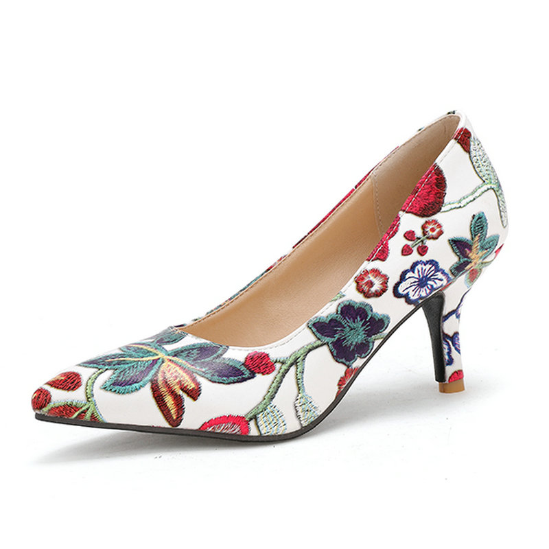 Женские туфли с цветочным принтом, туфли-лодочки с острым носком на тонком высоком каблуке 10 см/7 см, пикантные дамские туфли-лодочки с котятами, элегантные женские туфли, 2020