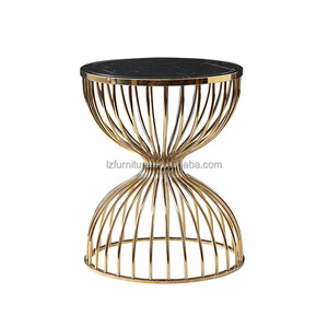 Table basse ronde contemporaine en pierre frittée noire, plateau en marbre, base en métal, table d'appoint pour la maison, le salon, le hall d'hôtel, meubles - Product Image 5