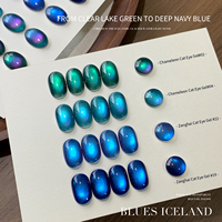 Série de 4 couleurs : Nouveau vernis à ongles gel effet œil de chat caméléon, fini lisse et scintillant, nécessite une lampe UV pour sécher