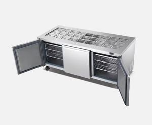 Vente directe d'usine, congélateur pour bar à salades, grande capacité, refroidisseur sous <span class=keywords><strong>comptoir</strong></span>, table de préparation de pizzas tendance, congélateur pour usine de boissons - Product Image 4