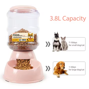 핑크 3.8L 애완견 고양이 사료 물통 세트 고양이 강아지 물통 및 사료통 - Product Image 5