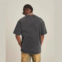 T-shirt Hip Hop Homme Col Rond Ample Couleur Unie Joker, 230g, Effet Délavé, Manches Courtes, Style Européen et Américain, Vente Transfrontalière