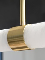 Lustre en métal de luxe design avec abat-jour en albâtre, luminaire suspendu LED artistique unique, lumière blanche chaude douce 2700K pour salon de villa