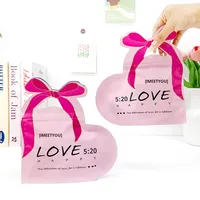 Sac d'emballage en forme de cœur pour bonbons de mariage LOVE 5:20 Texte Fermeture éclair supérieure Sac à main mignon pour la Saint-Valentin Sac cadeau pour le festival de Qixi