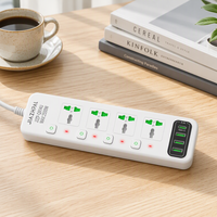 Universelle 4-fach Steckdosenleiste mit USB-Anschlüssen für Zuhause und Büro, Elektrische Verlängerungssteckdose