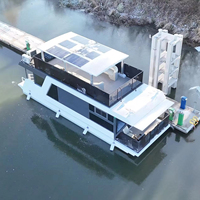 Maison flottante de luxe en aluminium avec chauffe-eau à gaz hors-bord, certificat ISO, chauffage au sol, capacité de 16 personnes, bateau-maison familial