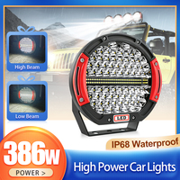 Phare de travail LED rond de 9 pouces 386W, faisceau spot et large, pour conduite tout-terrain, compatible Toyota Land Cruiser, Ford Ranger, Jeep Wrangler, Pick-up