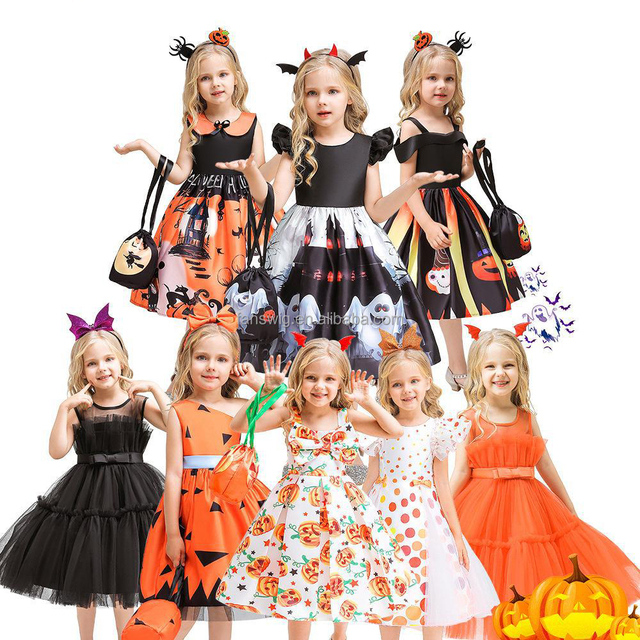 Children Witch Cosplay Costumes Halloween Dresses Kids Princess Dress for Girls Birthday Party Clothing