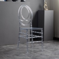 Chaises Chiavari Modernes en Cristal Transparent, en Acrylique et Résine, Empilables, Imperméables, avec Coussin en PC, pour Chambre et Salon – Vente en Gros