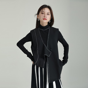 Street <span class=keywords><strong>Hipster</strong></span> – <span class=keywords><strong>gilet</strong></span> à col en v, coupe sombre irrégulière, Design de ligne supérieure, <span class=keywords><strong>gilet</strong></span> à boucle unique, femme, ample, Niche, <span class=keywords><strong>costume</strong></span>, <span class=keywords><strong>gilet</strong></span>, 2023 - Product Image 5