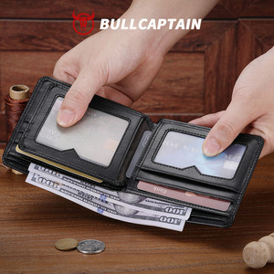 BULLCAPTAIN กระเป๋าสตางค์หนังแท้สำหรับผู้ชายธุรกิจแบบสบาย ๆคลิปหนีบเงินอเนกประสงค์ RFID ป้องกันแม่เหล็กช่องใส่การ์ดหลายช่องกระเป๋าใส่เหรียญ - Product Image 3