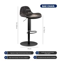 Tabouret de bar de restaurant moderne en métal PU à base ronde, chaise pivotante, hauteur réglable, sans accoudoirs, tabouret haut commercial avec repose-pieds