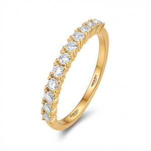 Classic Eternity <b>Band</b> Ring for Women Yellow Gold <b>Copper</b> Brilliant Cut Golden Yellow Diamonds Prong Setting Wedding Jewelry Model - Product Image 1