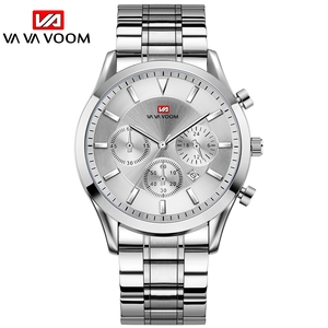 Minimalist Mens Sport <b>Watch</b> Triple Sub Dials Black Steel Band Casual Timepiece - Product Image 2