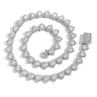 10mm plaqué or CZ Hip Hop Tennis chaîne en forme de coeur Rock Sugar fermoir à ressort plein diamant Zircon cadeau chrétien personnalisé