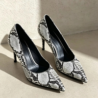 Escarpins à talon aiguille pointu imprimé serpent noir et blanc, motif animalier, pour soirée, collection automne, pour femme, OEM ODM