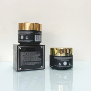 High End 20ml 30ml 50ml Wide Mouth Black Skin Care Cream Packaging Glass Jar with Golden <b>Cap</b> for Cosmetics - Product Image 1