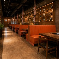 Sofa Banquette Kulit Ramah Lingkungan Warna Oranye, Tahan Lama, Kuat, dan Nyaman untuk Supermarket, Mal, dan Lainnya