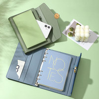 Porte-cartes multifonction facile à transporter, classeur à anneaux, carnet de notes en cuir A5 rechargeable avec porte-stylo