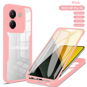 Lichicase Anti huellas dactilares marco colorido cobertura completa accesorio móvil para Xiaomi Poco M7 cubierta trasera transparente - Product Image 2