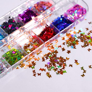Misscheering 12 couleurs, paillettes fluorescentes en forme de papillon pour nail art, paillettes 3D colorées, accessoires de manucure - Product Image 3