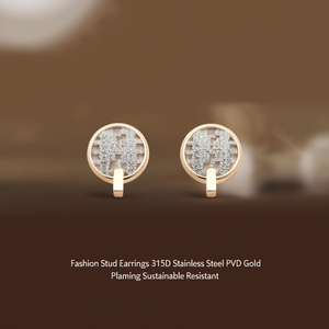 Fashion <b>Stud</b> Earrings 316L Stainless Steel PVD Gold Plating Sustainable Resistant - Product Image 2