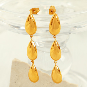 Fashion <b>Dangle</b> <b>Earrings</b> <b>Gold</b> Teardrop Shape Zinc Alloy Party Jewelry Drop <b>Earrings</b> EH502 EH521 - Product Image 2