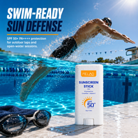 Sunscreen Stick SPF 50 untuk Kulit Berminyak, dengan Zinc, Perlindungan UV Organik, Tahan Air, Alami, Label Pribadi, untuk Berenang