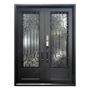 <span class=keywords><strong>Porte</strong></span> <span class=keywords><strong>d</strong></span>'<span class=keywords><strong>entrée</strong></span> double en acier de style moderne pour villa, design en fer forgé - Product Image 6