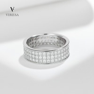 Viresa 전체 Moissanite 반지 925 스털링 은색 행 영원 밴드 Moissanite 결혼 반지 여자 남자 스파클링 VVS 다이아몬드 반지 - Product Image 3