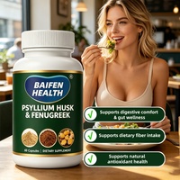 Complément alimentaire de psyllium et de fenugrec en capsules (60 unités) sous marque privée OEM/ODM – Favorise l'équilibre digestif complet du corps