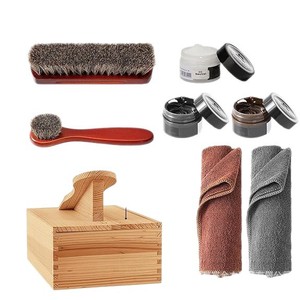 Boîte de rangement en bois de pin pour cirage de chaussures, kit d'entretien des chaussures avec pédale - Product Image 5