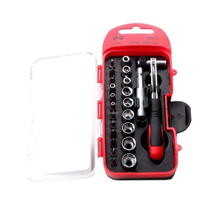 23 Pc Socket Wrench Set 1/4 In Chrome Vanadium Steel Hand Repair Tool Kit For Household Use - Product Image 5