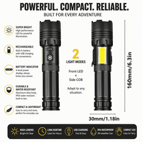 Fabricant professionnel torche lumière forte zoom télescopique Led COB puissante XHP50 lampe de poche rechargeable